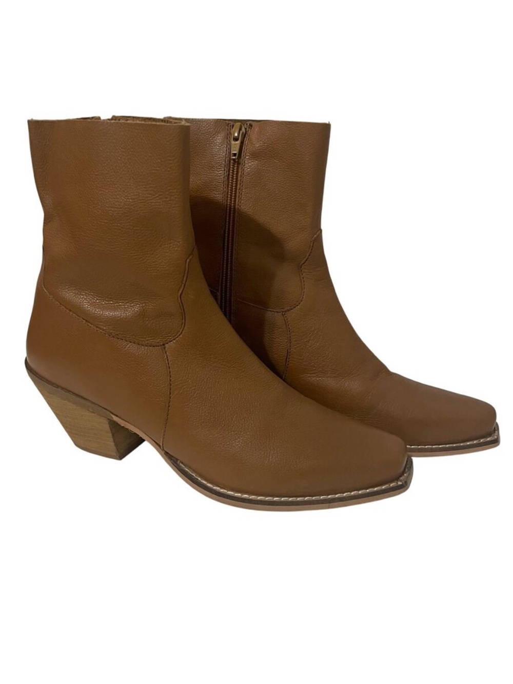 Very Volatile Lariat Cowgirl Boots Western Snip Toe Leather Zip Women's 9.5 Tan